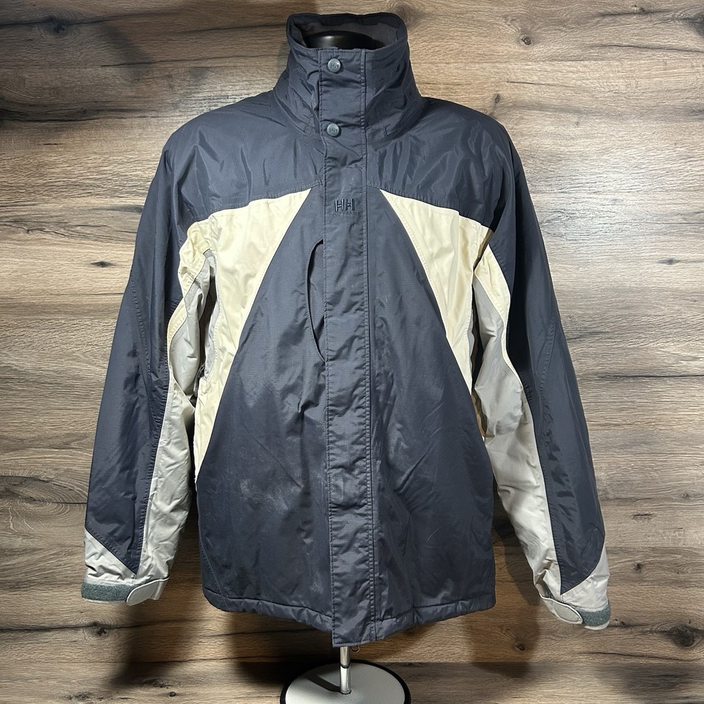 Helly Hansen Men M Parka Jacket Hooded Helly Tech 3 Waterproof‎ Navy